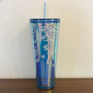 Starbucks Blue Iridescent Snowflake Ice  Venti Tumbler with Straw